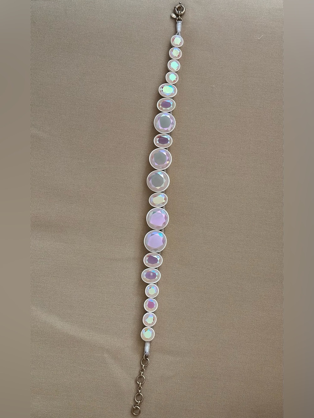 J.CREW Maximalist Brûlée Rare Vtg Cream Enamel Necklace Crystalline Spherical - Picture 3 of 15